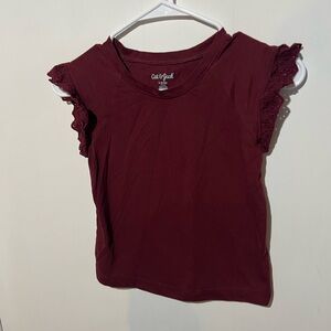 Cat & Jack Maroon Eyelet Sleeve Tee